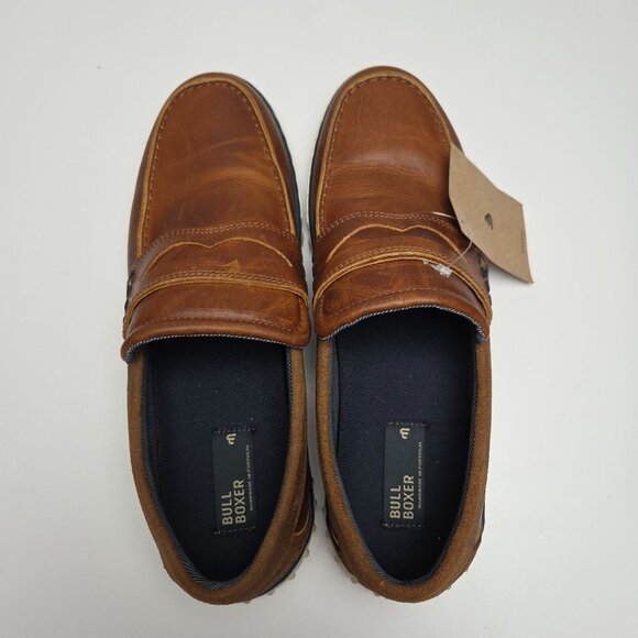 Bullboxer Cognac Leather Slip-On Loafers Mens Size 9 Made In Portugal - Picture 7 of 11